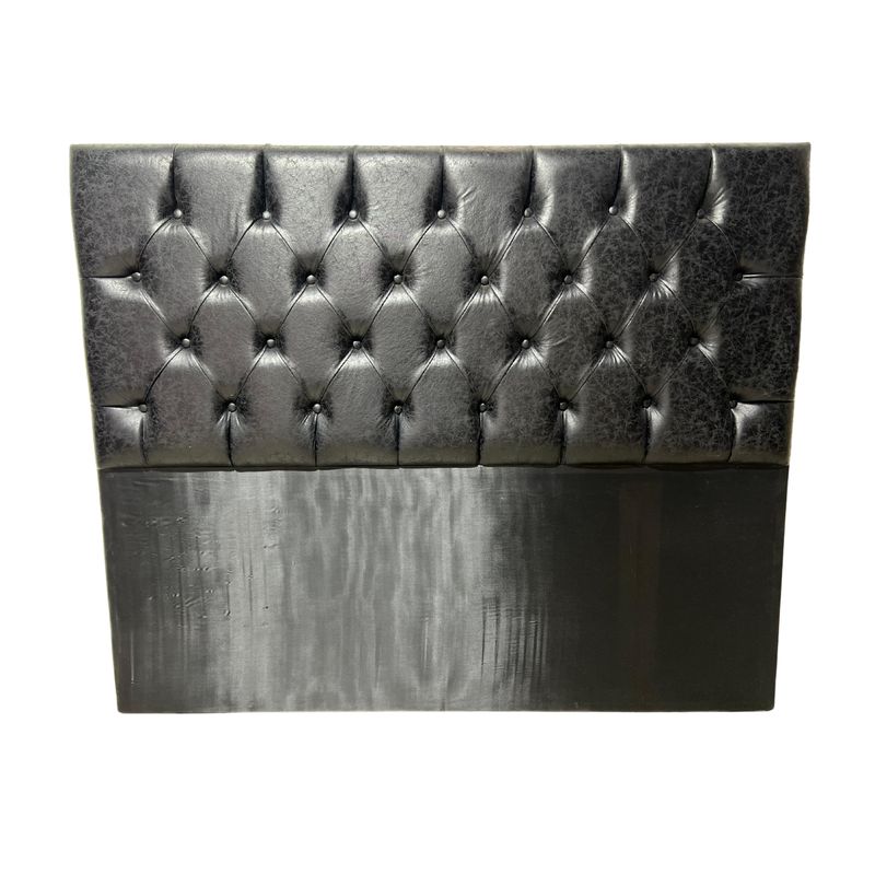 DULCES SUEÑOS - Respaldo King A Piso Premium ECO CUERO NEGRO CAPITONE