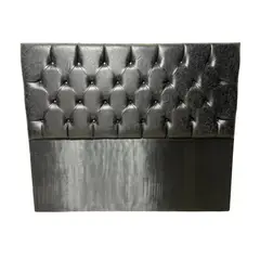 DULCES SUEÑOS - Respaldo King A Piso Premium ECO CUERO NEGRO CAPITONE