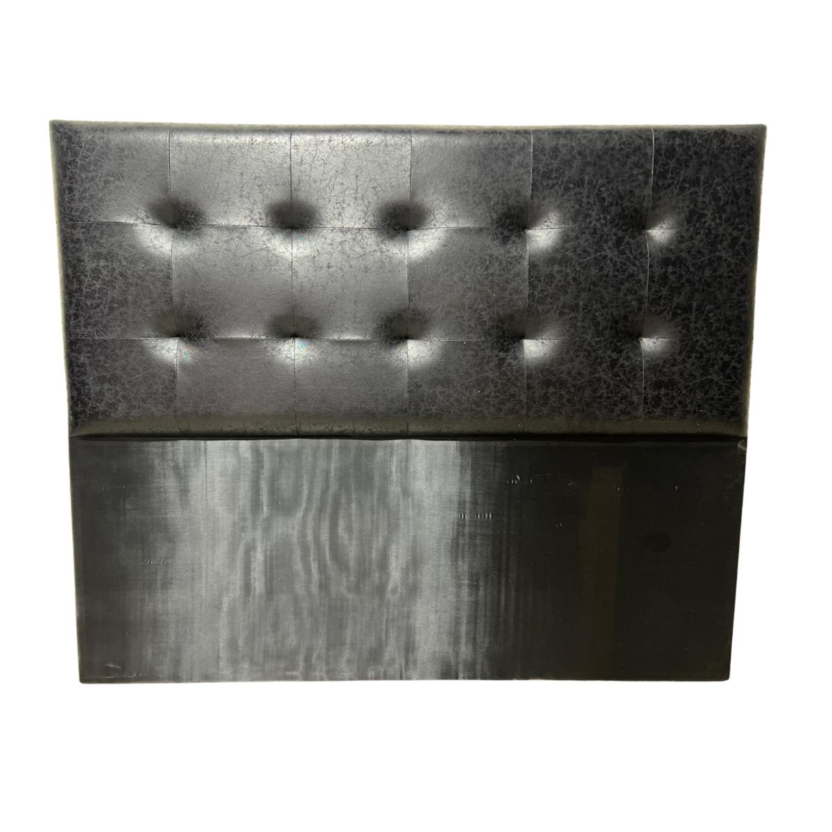 DULCES SUEÑOS - Respaldo King A Piso Premium ECO CUERO NEGRO COSTURA