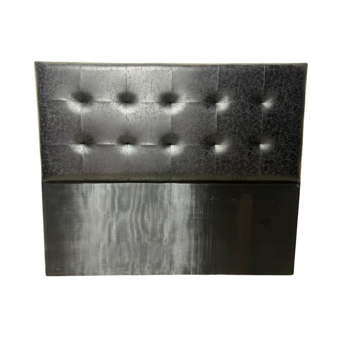 DULCES SUEÑOS - Respaldo King A Piso Premium ECO CUERO NEGRO COSTURA