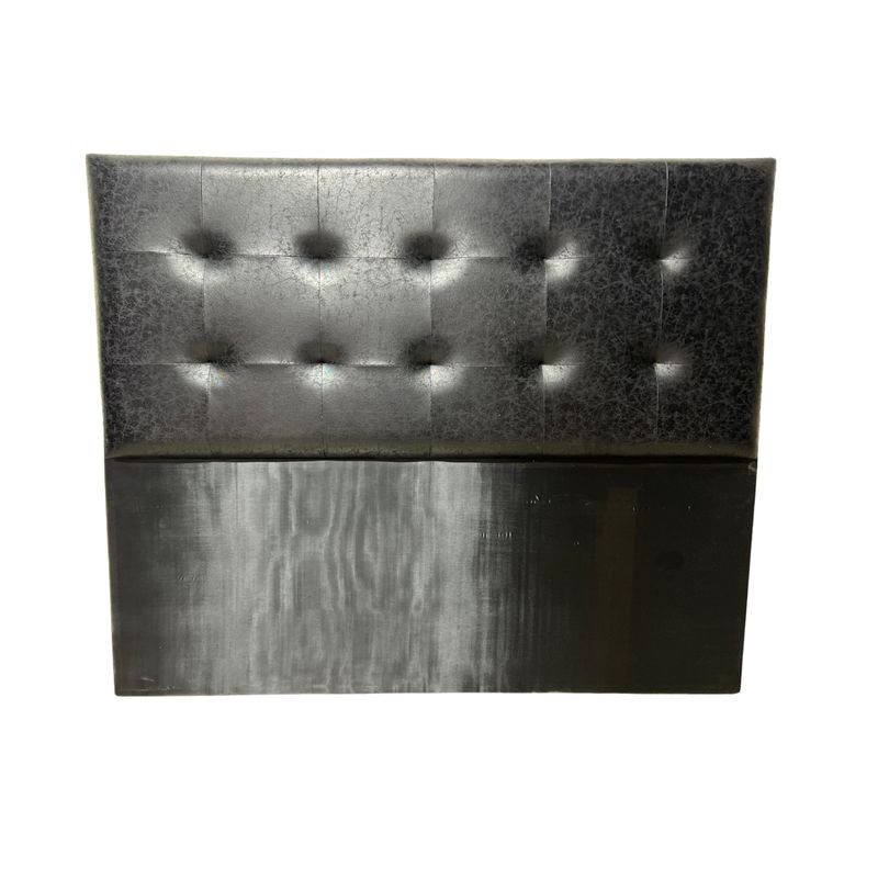 DULCES SUEÑOS - Respaldo King A Piso Premium ECO CUERO NEGRO COSTURA