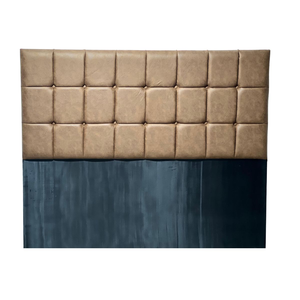 DULCES SUEÑOS - Respaldo King A Piso Premium ECO CUERO CAFE EN ROMBO