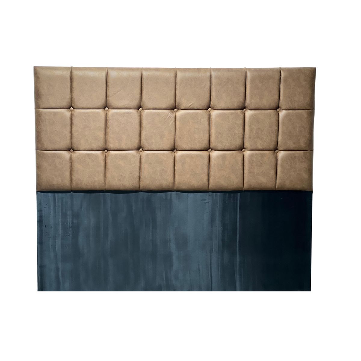 DULCES SUEÑOS - Respaldo King A Piso Premium ECO CUERO CAFE EN ROMBO