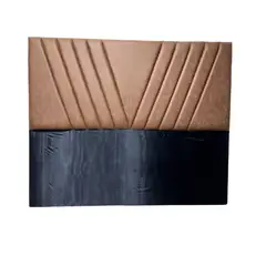 DULCES SUEÑOS - Respaldo King A Piso Premium ECO CUERO CAFE MODULAR EN V
