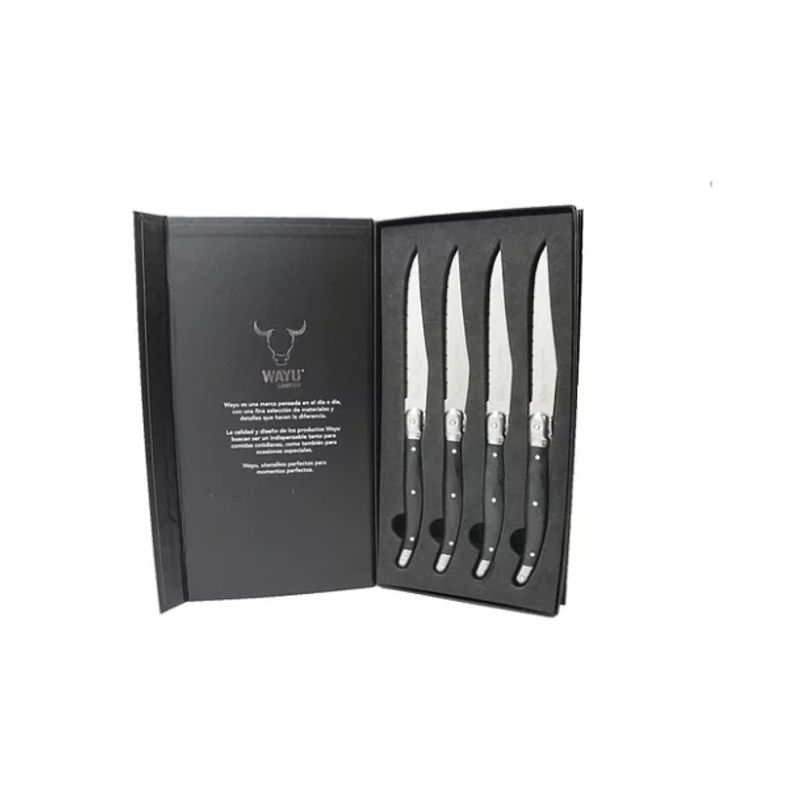 GENERICO - Set 4 Cuchillos Black Mesa Carne Wayu Limited Asado Cocina….