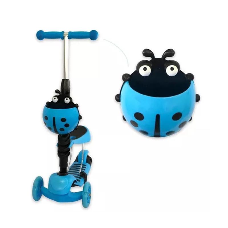 ANGELES DEL HOGAR - Monopatín Scooter 3 En 1  Color azul Mariquita
