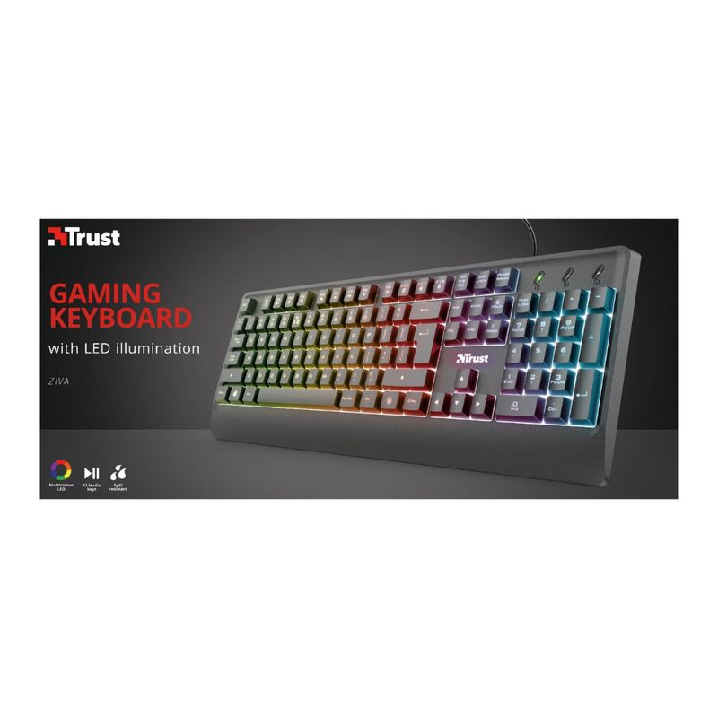 TRUST - TECLADO TRUST GAMING LED RETROILUMINADO ZIVA