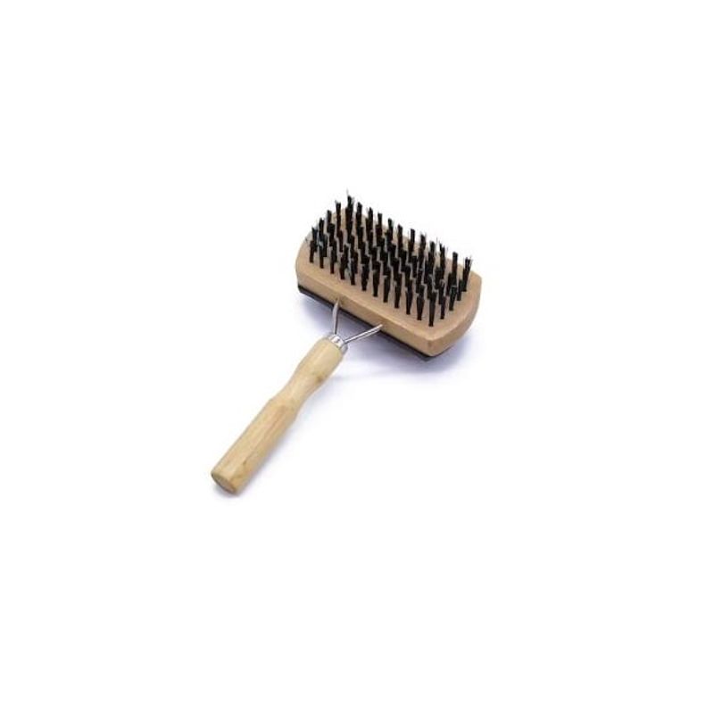 GENERICO - CEPILLO  DOBLE DE MADERA CELDA PLÁSTICO METAL PARA MASCOTAS