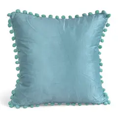 GENERICO - Funda De Cojines Con Pompones Medida 45x45 Terciopelo Menta