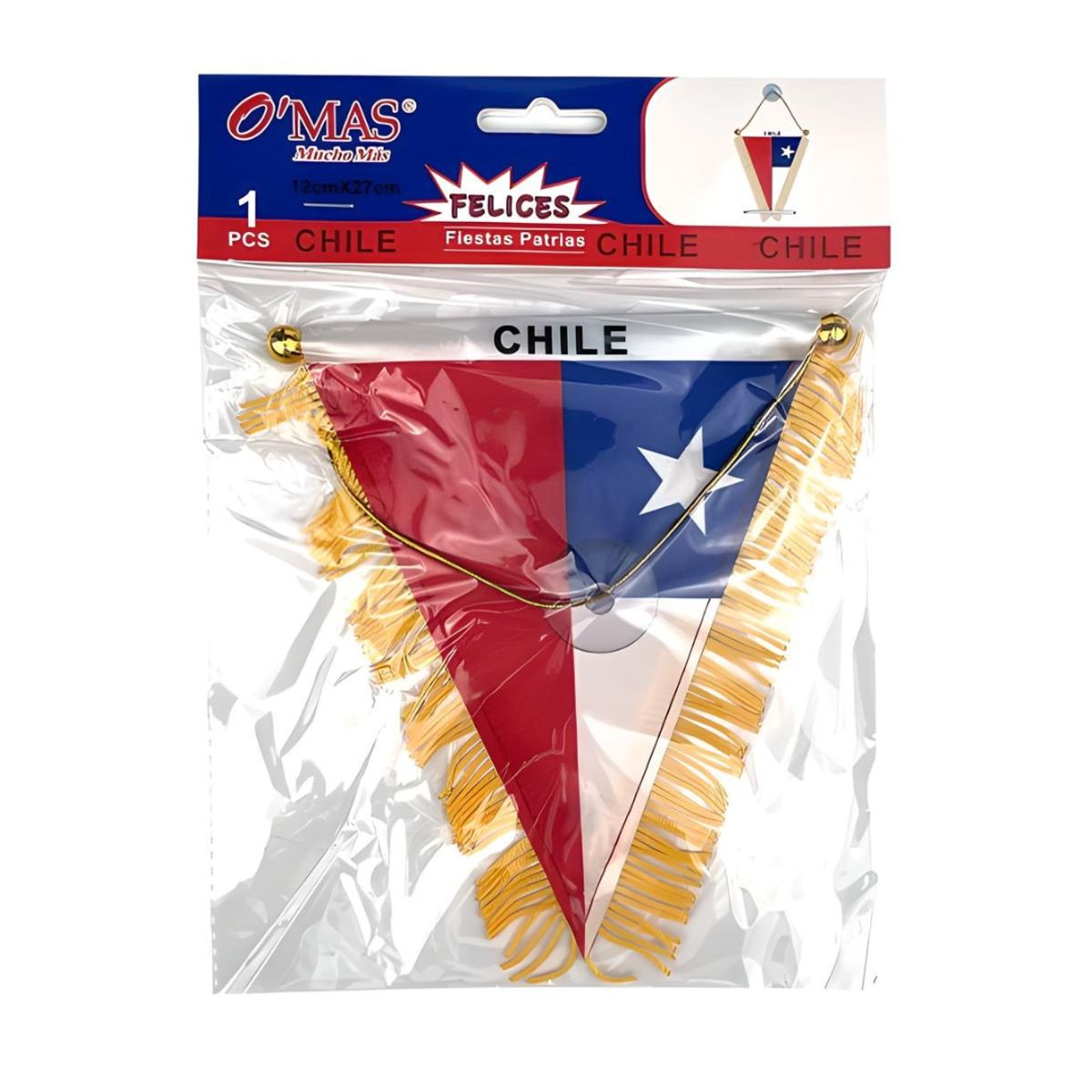 UTILISIMO - Pack 3 Banderín Chile Triangular 12x27 cm