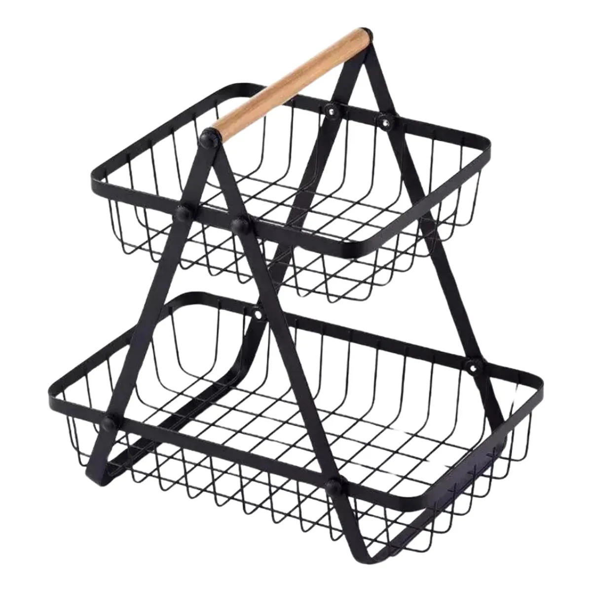 IMPORTCLICK - Frutero Mesa Para Frutas 2 Niveles Negro