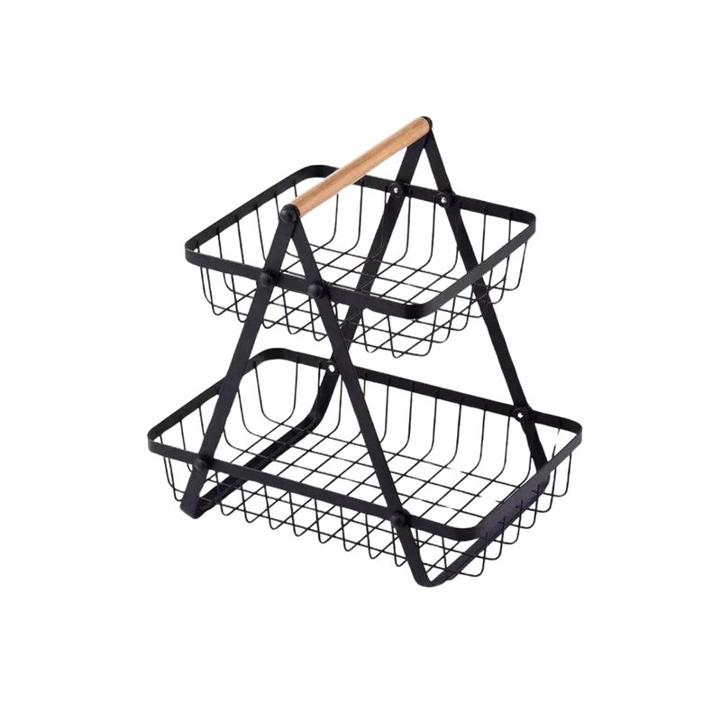 IMPORTCLICK - Frutero Mesa Para Frutas 2 Niveles Negro IMPORTCLICK