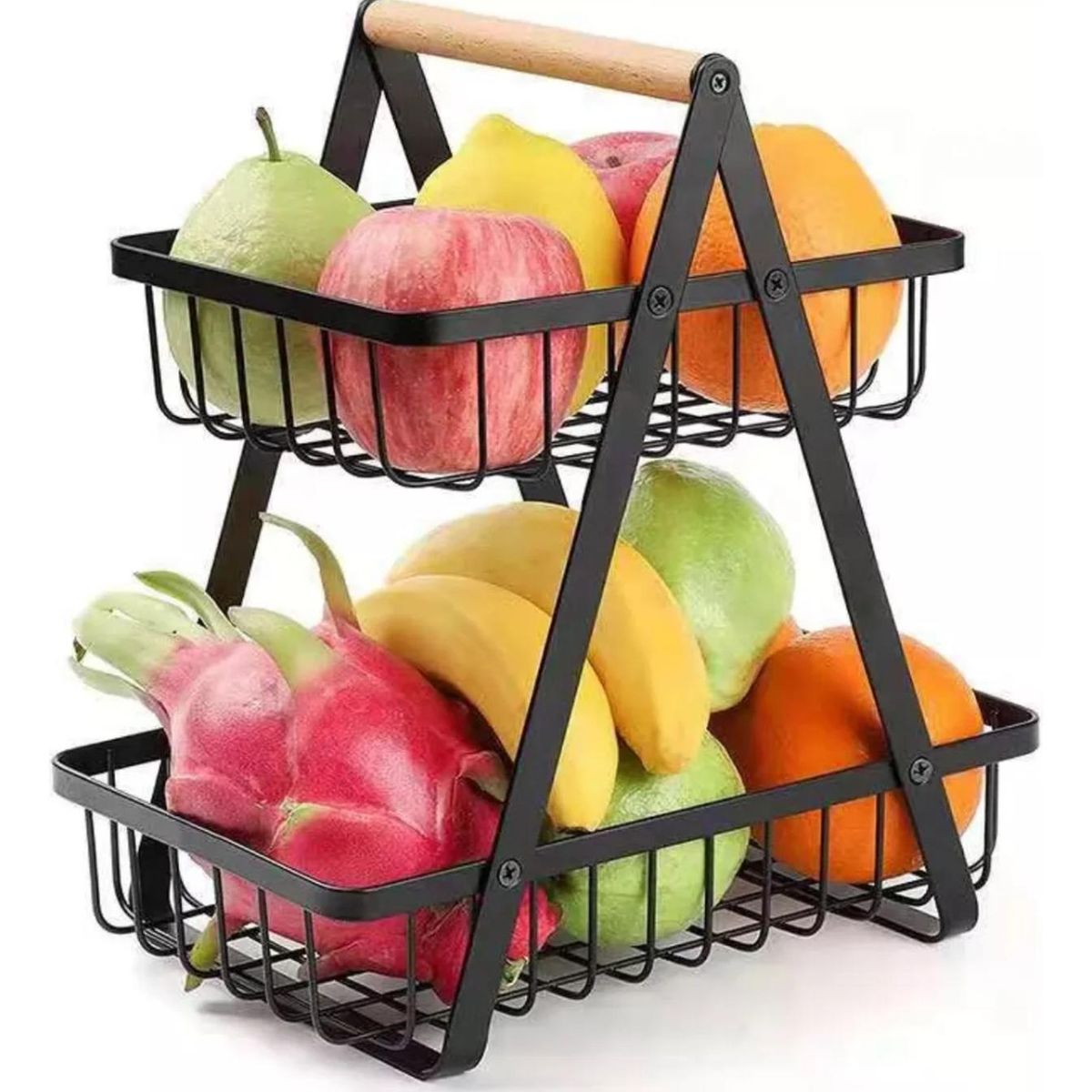 IMPORTCLICK - Frutero Mesa Para Frutas 2 Niveles Negro