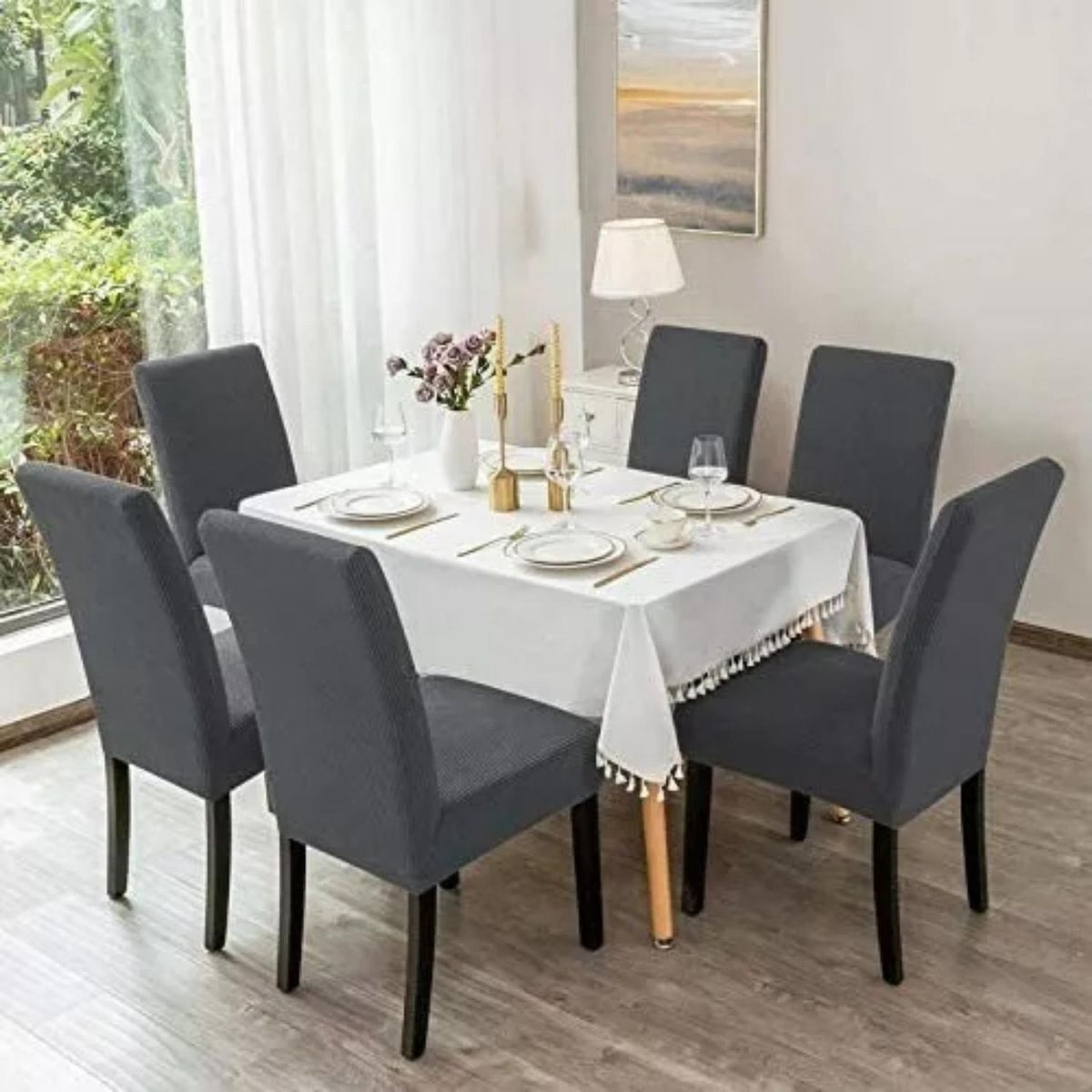 IMPORTCLICK - Pack 6 Funda Silla Tela Gruesa Cuadrille IMPORTCLICK