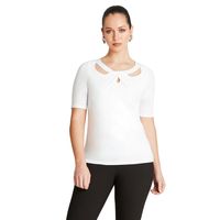 Polera Crudo Manga Codo Cuello Redondo