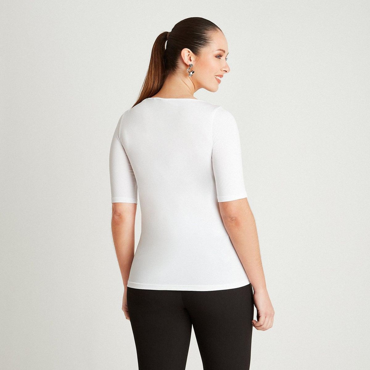 LORENZO DI PONTTI - Polera Crudo Manga Codo Cuello Redondo LORENZO DI PONTTI