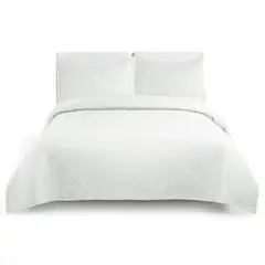 GENERICO - Cobertor De Verano King 25 Plazas Diseño Quilt Poliester Blanco