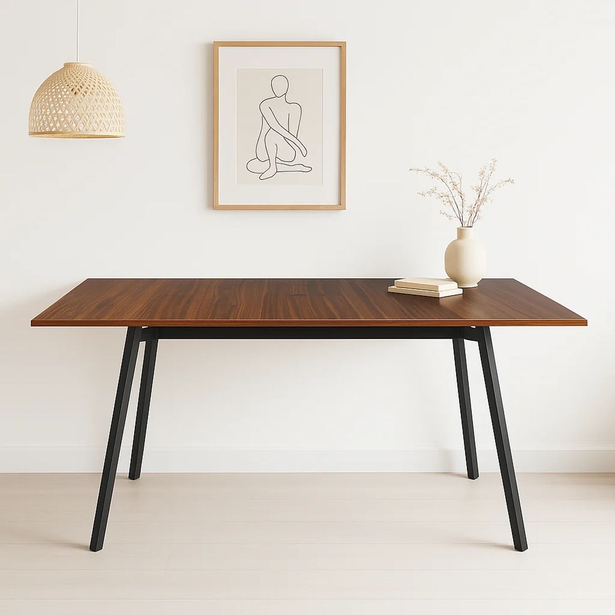 KLIK - Mesa extensible 120 a 160 cm, ancho 80cm Madera Oscura Walnut