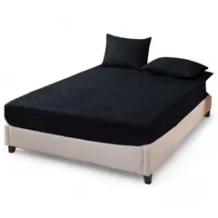 GENERICO - Funda Cubre Colchon 1.5 Plaza + 1 Funda Almohada - Negro