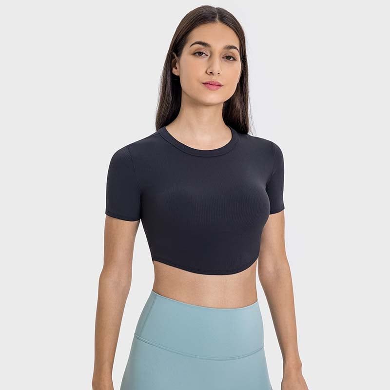 GSON - Camiseta deportivo femenino de yoga Negro