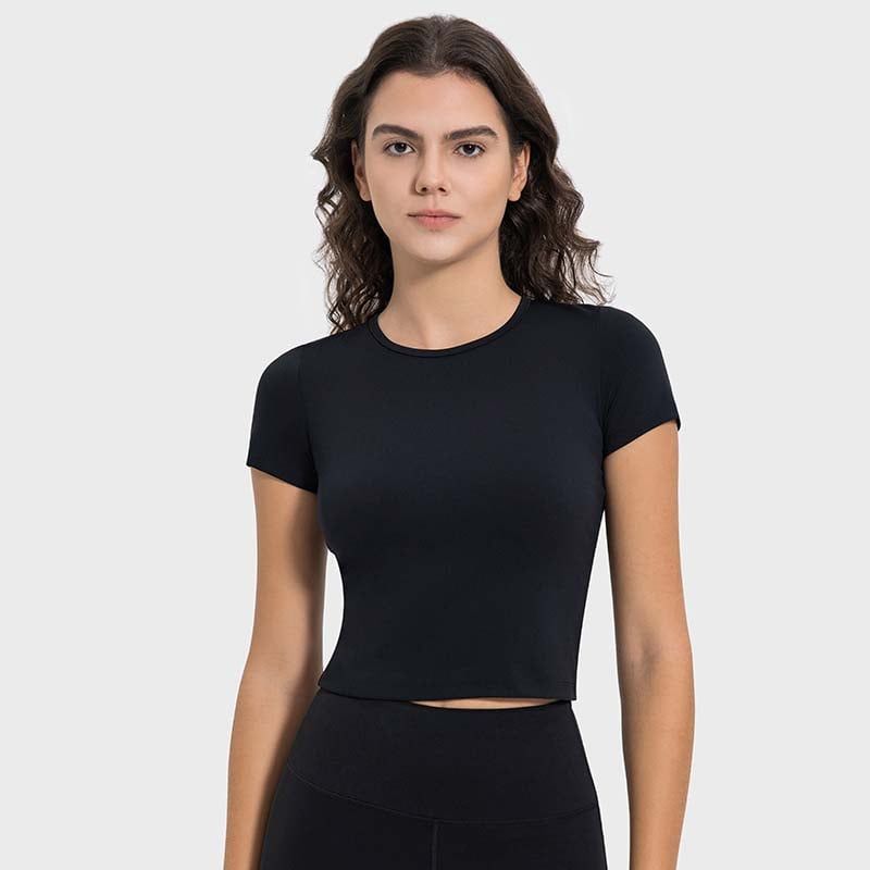 GSON - Camiseta deportivo femenino de yoga Negro