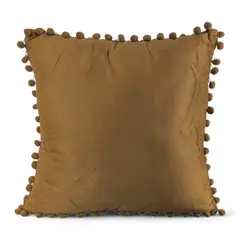 GENERICO - Pack 2 Funda De Cojines Terciopelo Con Pompones Café