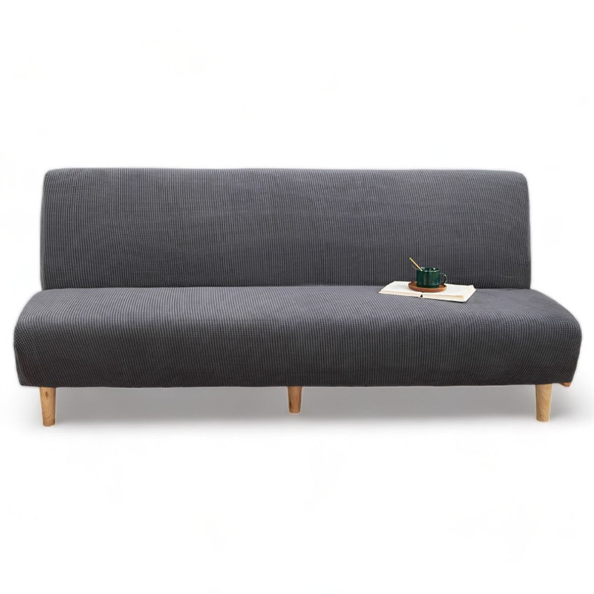 GENERICO - Funda Cubre Futon Cuadrille Elasticada Tela Gruesa Colores - Gris Oscuro