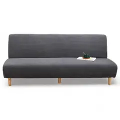 GENERICO - Funda Cubre Futon Cuadrille Elasticada Tela Gruesa Colores - Gris