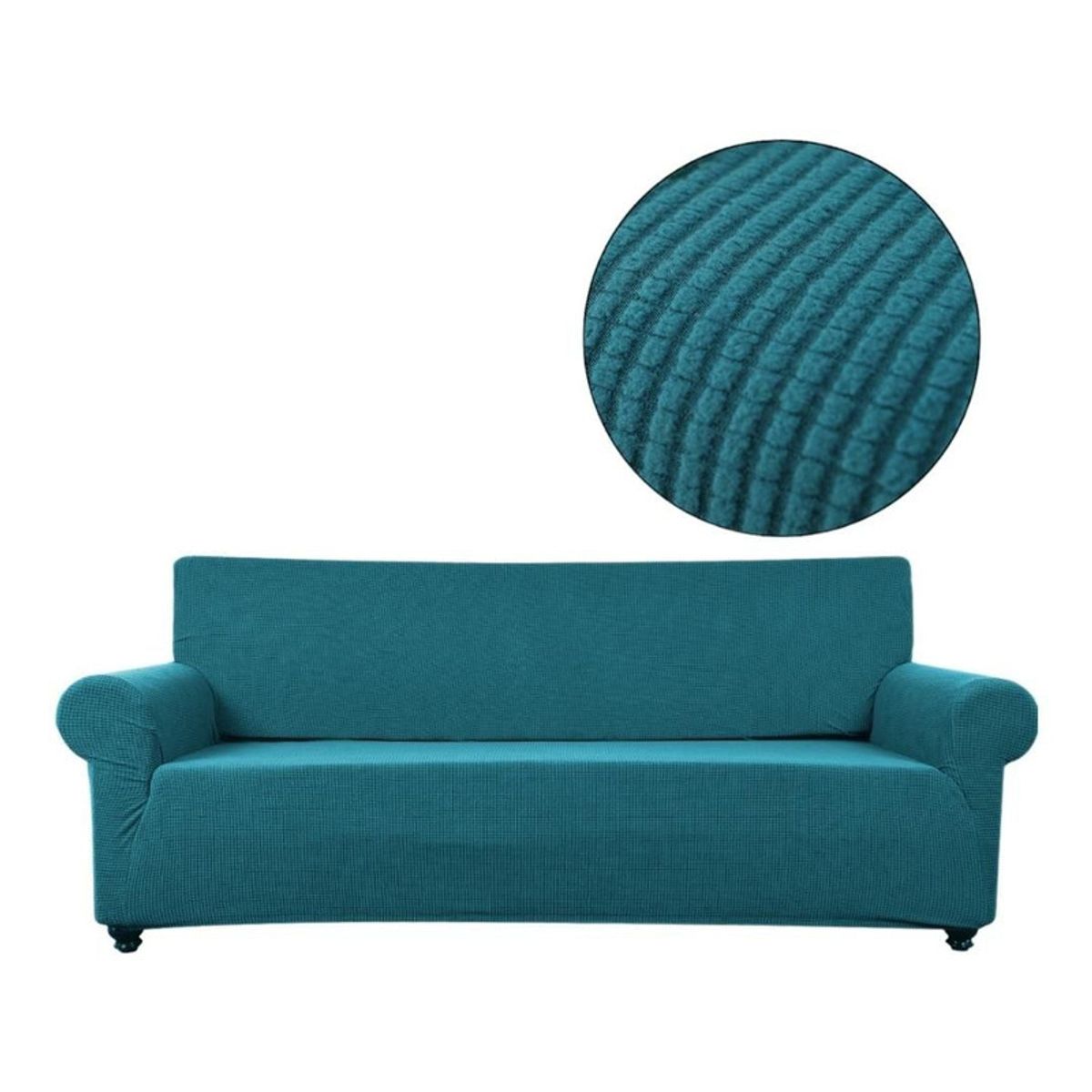 GENERICO - Funda De Sillon Tela Elasticada Cuadrille 3 Cuerpos Sofa - Turquesa
