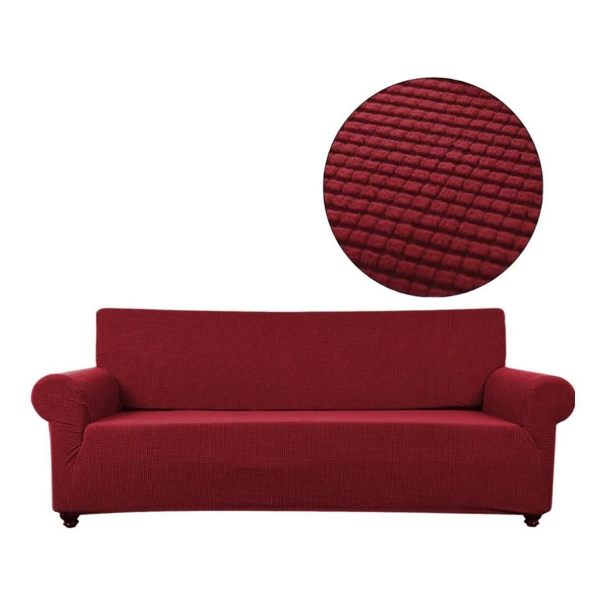 GENERICO - Funda De Sillon Tela Elasticada Cuadrille 3 Cuerpos Sofa - Burdeo