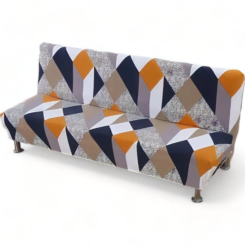 GENERICO - Funda Cubre Futon Elasticada Tela Lisa Estampado