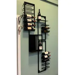 GENERICO - VINOTECA DE PARED NEGRO CAPACIDAD 15 BOTELLAS + DEPOSITO CORCHOS