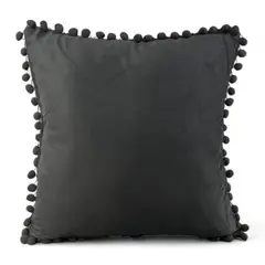 GENERICO - Funda De Cojines Con Pompones Medida 45x45 Terciopelo Gris