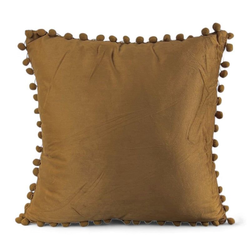 GENERICO - Funda De Cojines Con Pompones Medida 45x45 Terciopelo Café