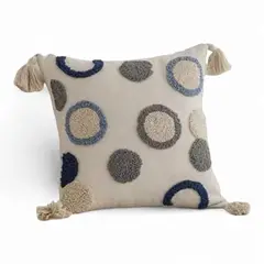 GENERICO - Funda Para Cojin Diseño Boho Lino Bordado Flecos 45x45cm - Multicolor