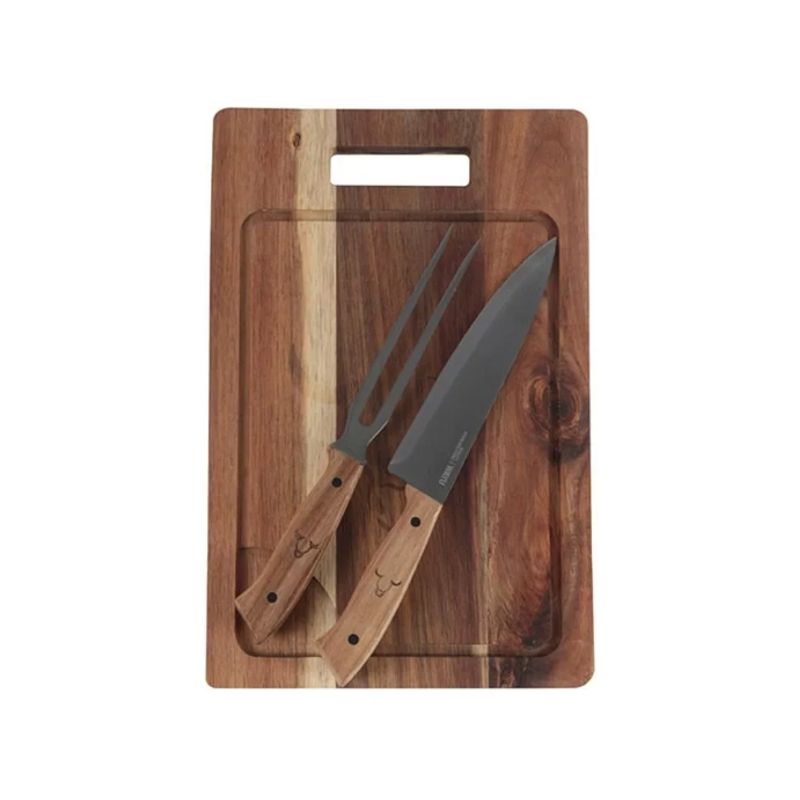 GENERICO - Set Parrillero Tabla  Cuchillo Y Pincho Way Asado Parrilla