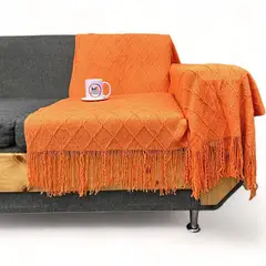 GENERICO - Manta Decorativa Tejida Estilo Nórdico Para Sofa Sillon Cama Naranja