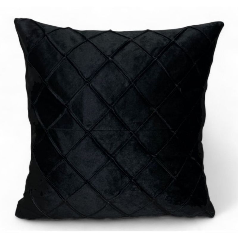 GENERICO - Fundas Para Cojin Tercipelo Rombo Velvet Variedad De Colores - Negro