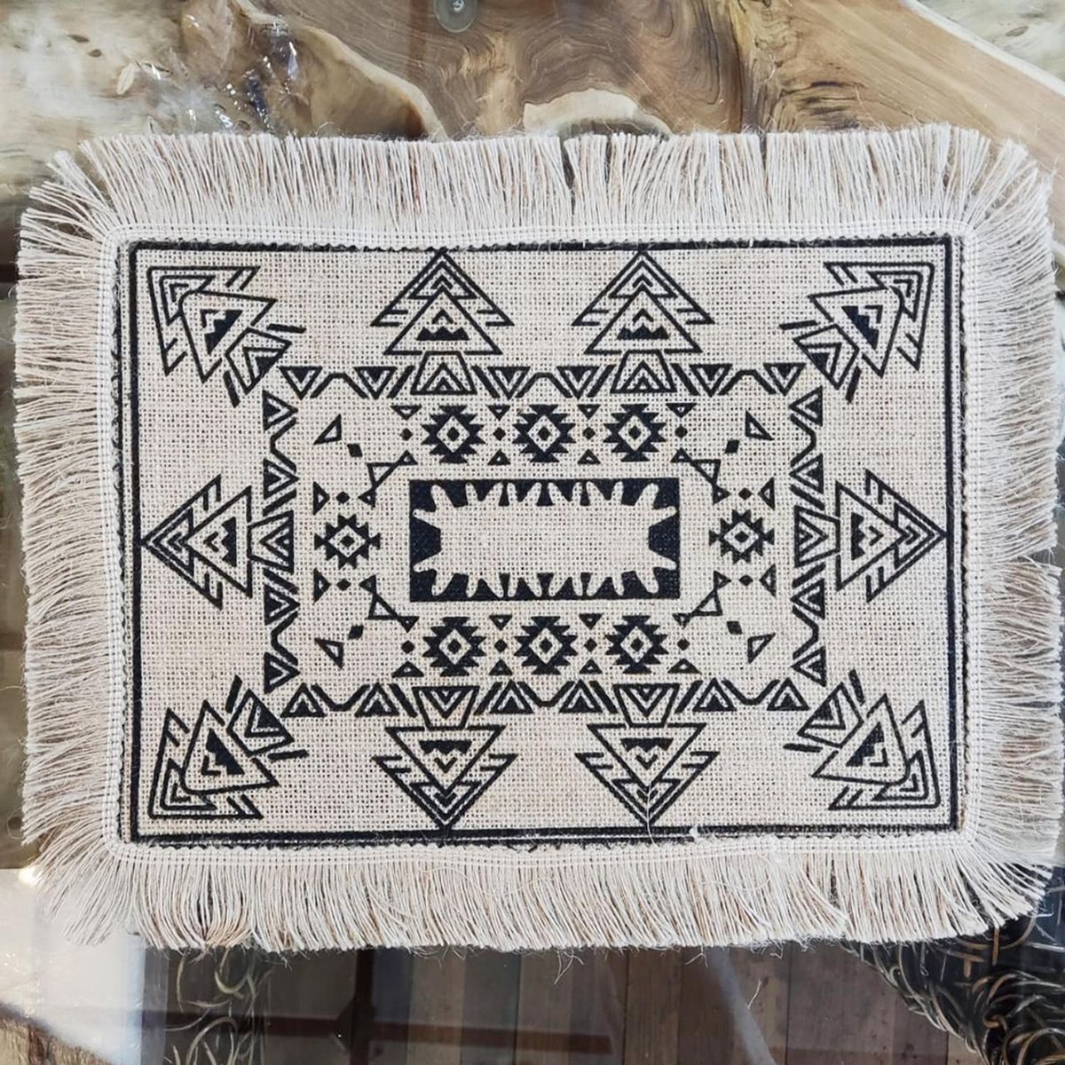 GENERICO - Set 6 Individuales Fleco Arpillera Rectangular