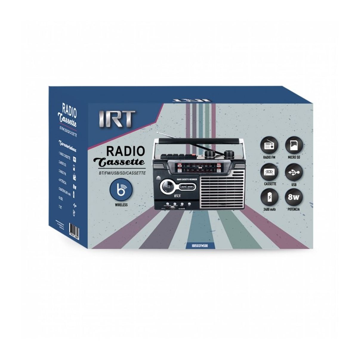 IRT - Radio Cassette Irt Recargable Inalambrica Fm usb bt