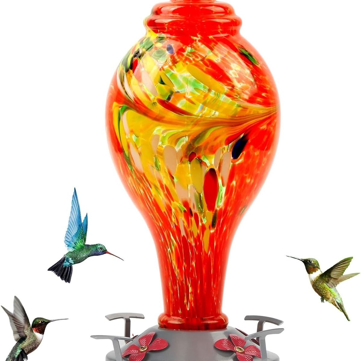 GENERICO - Comedero y Bebedero para colibríes vidrio soplado 1065 cc