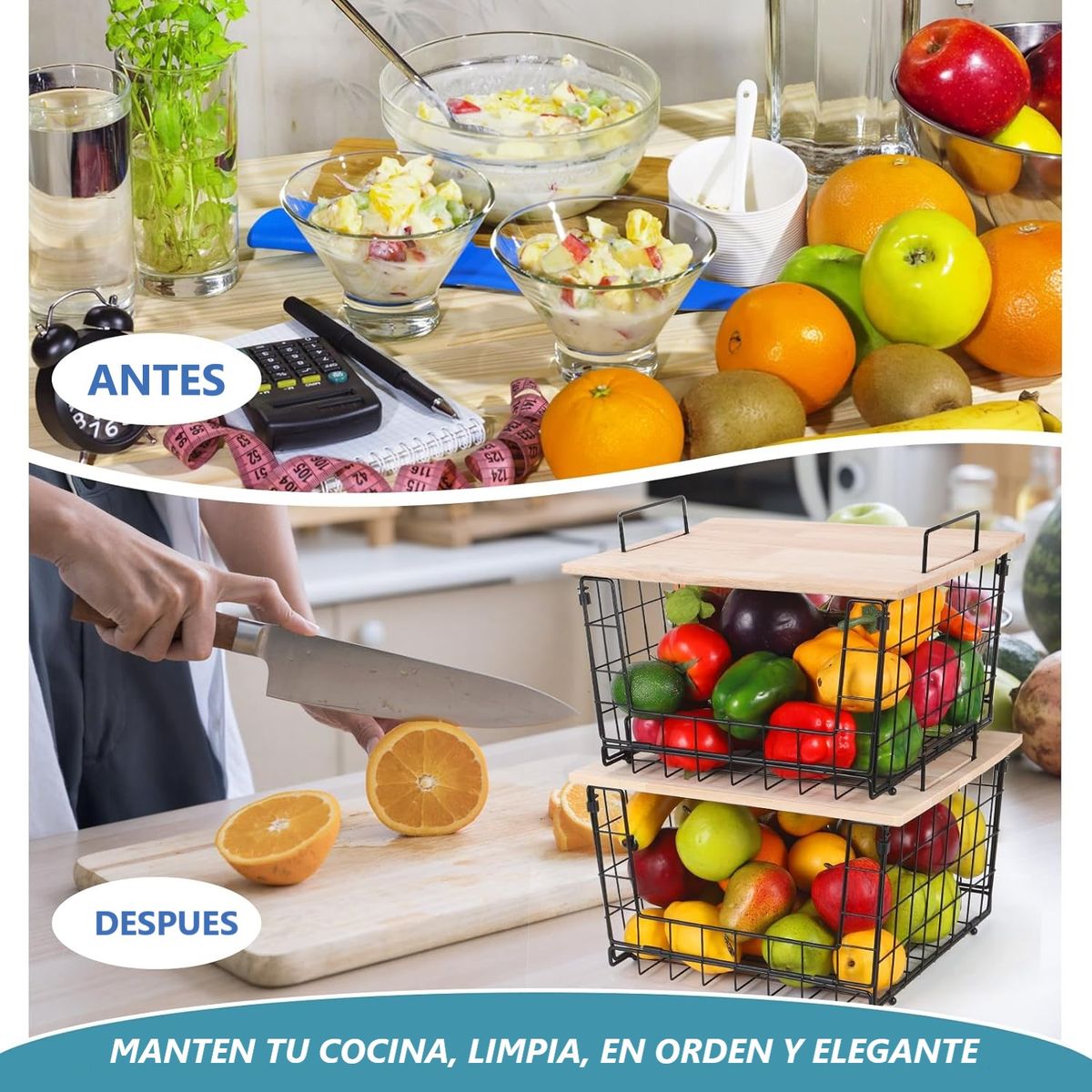 WAKESHOME - Frutero De Mesa Canasto Para Frutas Verduras Verdulero de Cocina Hogar