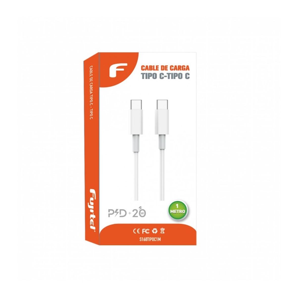 FUJITEL - Cable Carga Tipo C a Tipo C Fujtel 1mt Blanco 20w
