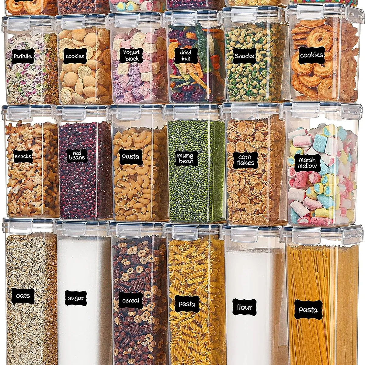 WAKESHOME - Set 24 Recipientes para cocina Contenedores Herméticos Para Almacenar