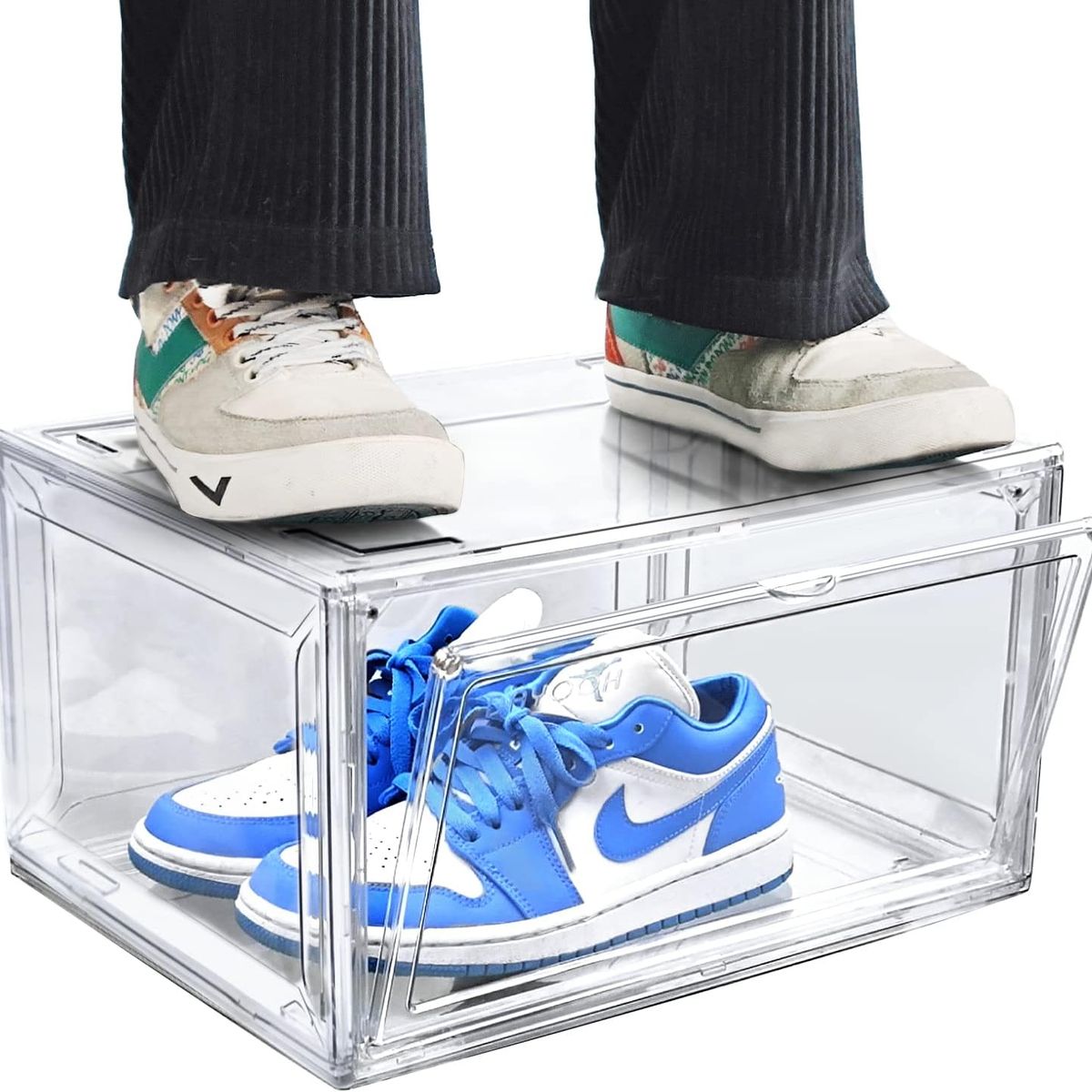 WAKESHOME - Caja Para Zapatos Transparente Organizador Lateral Apilable