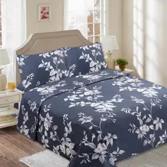 GENERICO - JUEGOS DE SABANAS CON DISEÑO NEGRO FLORES KING FY