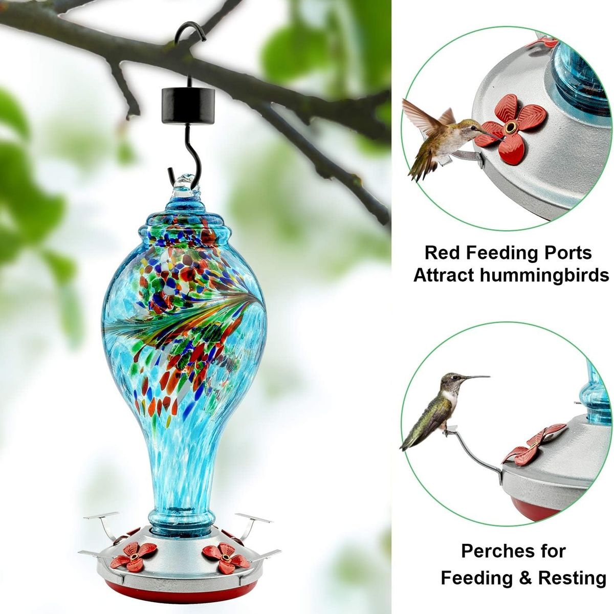 GENERICO - Comedero y Bebedero Para Colibríes Vidrio Exteriores1065 Ml