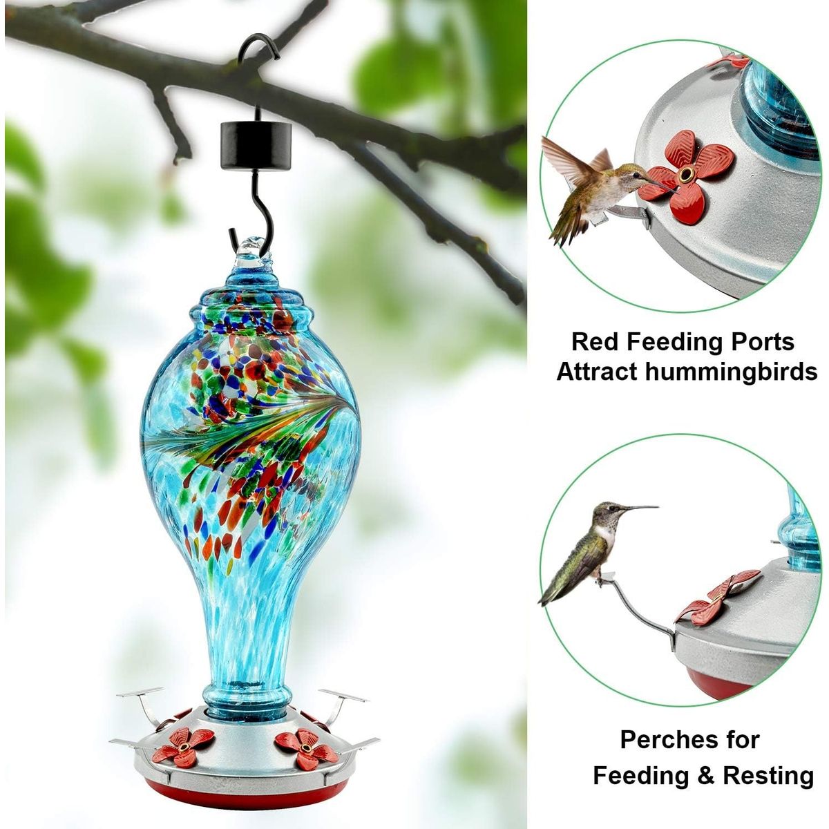 GENERICO - Comedero y Bebedero Para Colibríes Vidrio Exteriores1065 Ml