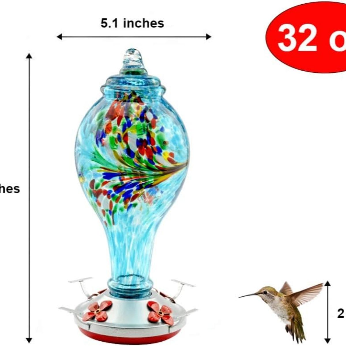 GENERICO - Comedero y Bebedero Para Colibríes Vidrio Exteriores1065 Ml