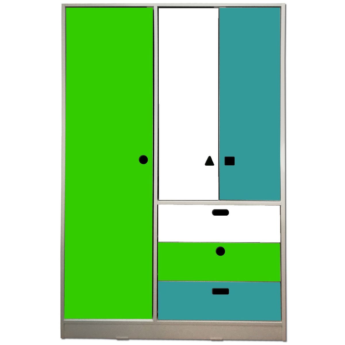 MUEBLES KIDS - closet 3 puertas , 3 cajones GEOMETRICO